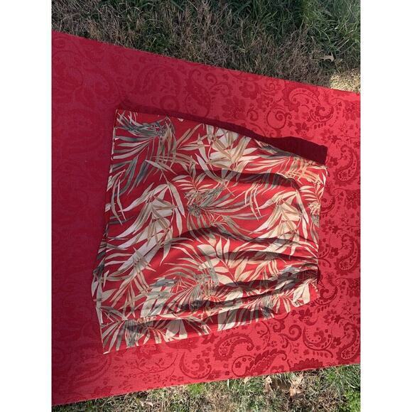 Liz Claiborne Women's Red Frond Jungle Print Wrap 100% Silk A Line Skirt Size 8 - Picture 5 of 5